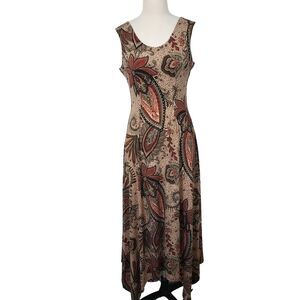 MT Collection Women Size Medium Maxi Dress Stretch Handkerchief Hem Sleeveless